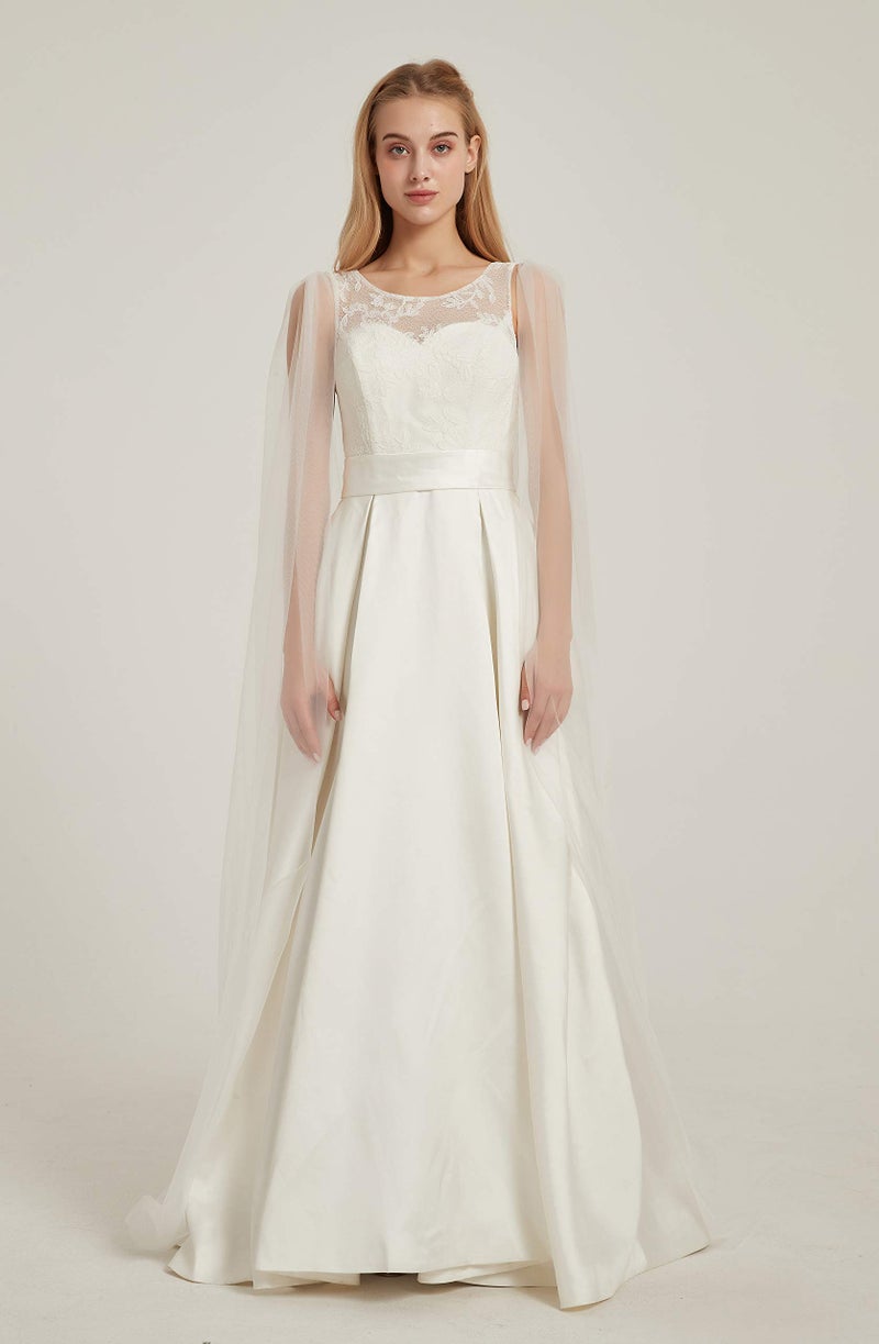 Leimandy Shoulder Cape Veil Tulle Church Bridal Cape Veil Chapel Wedding Engagement Ceremony B018 (Ivory) - Image 3